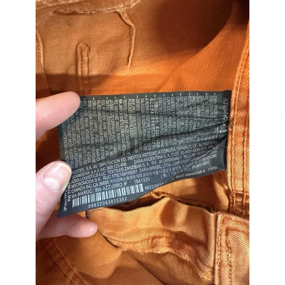 Zara Women Marigold The Marine Straight Wide-Leg High Rise Raw Hem Pants Size 6